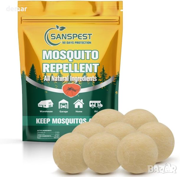 Sanspest Естествен растителен репелент против комари, мухи, бълхи, насекоми, 8 единици, снимка 1