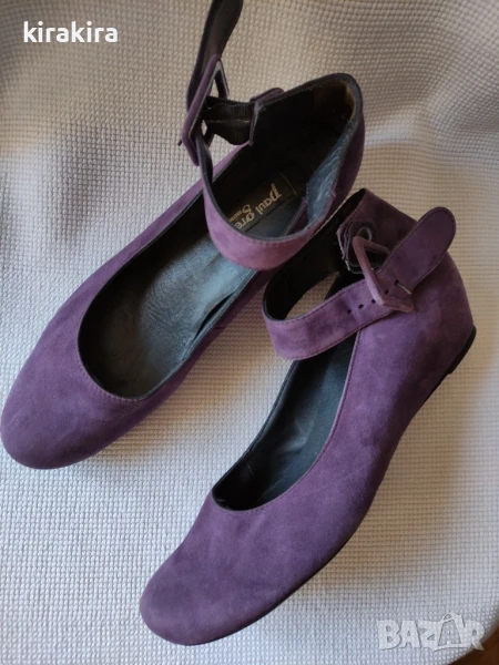 Лилави обувки от естествен велур, снимка 1