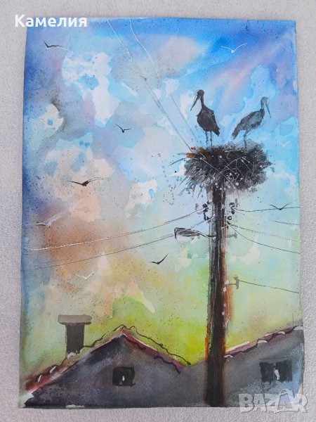 Картина: "Щъркели", снимка 1