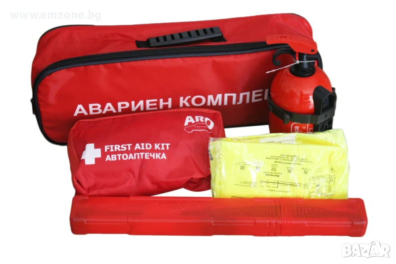 Авариен комплект за автомобил МПС Автоаптечка - пожарогасител, светлоотразителна жилетка, триъгълник, снимка 1