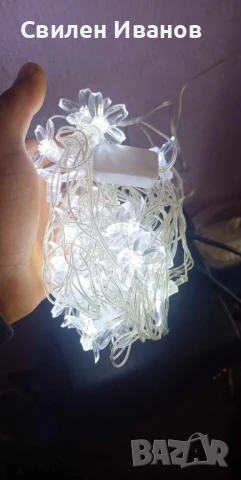 Многоцветни коледни LED лампички с цветя с щепсел  - Многоцветни, дължина - 5м ,28бр лампички., снимка 2 - Лед осветление - 51390242
