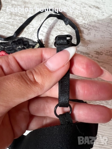 Ново черно дантелено бюстие с бродирано цвете и регулиращи се презрамки S , M , L , XL размер, снимка 4 - Бельо - 52196991