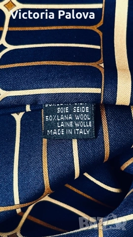 TRUSSARDI - ексклузивен двулицев шал коприна и вълна Италия, снимка 11 - Шалове - 53215322