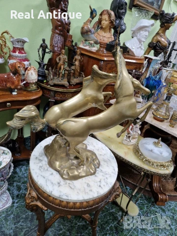 Уникална голяма антикварна английска бронзова фигура статуетка композиция , снимка 6 - Статуетки - 50979021