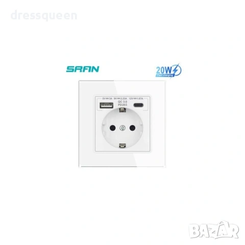 4621 Смарт Стенен Контакт 16A: Закалено Стъкло, USB-A и USB-C Портове, снимка 5 - Ключове, контакти, щепсели - 53822439