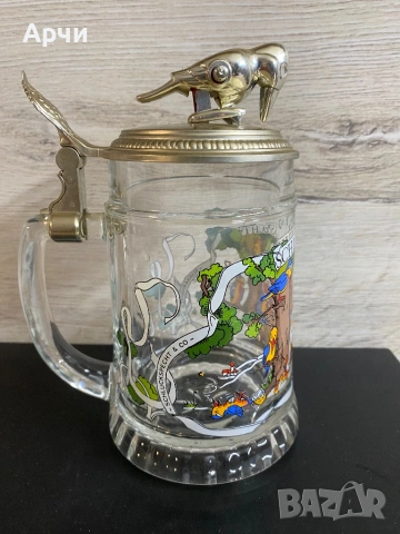 Немска стъклена халба за бира, снимка 2 - Чаши - 53940425