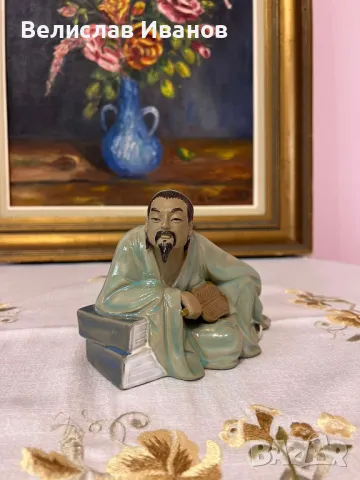 Винтидж керамична колекционерска фигура Shiwan mudman. Глазирана.Перфектно., снимка 5 - Колекции - 49673098