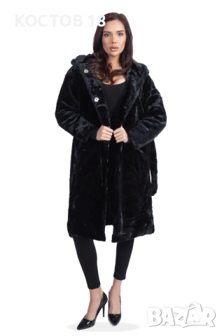 Зимно дамско дълго палто 4253 кафяв/сив/черен, снимка 4 - Якета - 51957816