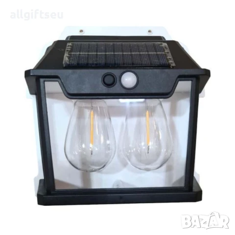 Стенна лампа с 1,2 или 3 LED крушки,сензор за движение и фотоволтаичен панел за външна употреба,водо, снимка 7 - Соларни лампи - 51031985