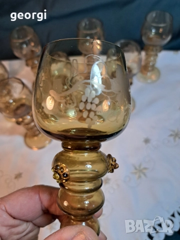 немски гравирани ретро чаши за вино 29/2, снимка 4 - Чаши - 52071032