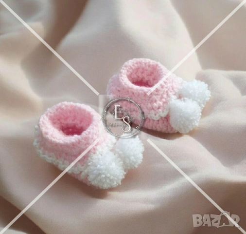 💗 Ръчно плетени бебешки терлички / ботушки 2 в 1 за момиче 💗, снимка 4 - Чорапи - 53814572