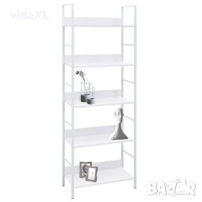 vidaXL Библиотека с 5 рафта, бяла, 60x27,6x158,5 см, инженерно дърво(SKU:288228), снимка 2 - Други - 49043835