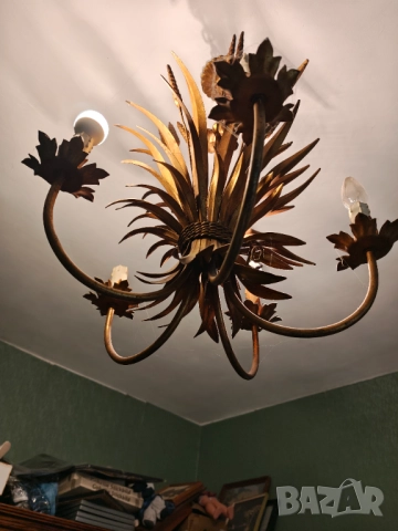 Масивен полилей и аплик от ръчно изработено желязо помеднено , снимка 13 - Полилеи - 51879261