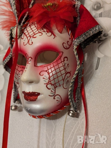 Венецианска маска, / декорация- лице с червена глава на шут, снимка 3 - Други - 53385447