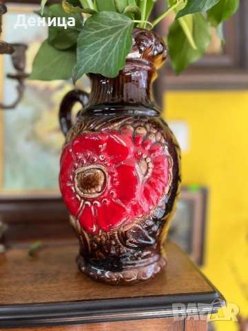 Керамична ваза Scheurich 60-70 те г. Западногерманска керамика (West German) , снимка 11 - Вази - 53641015