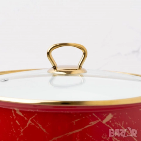 Тенджера Goldmann GM 8017-26R, 26x16см.\8.5л., Емайл, Индукция, Червена, снимка 8 - Съдове за готвене - 52142291