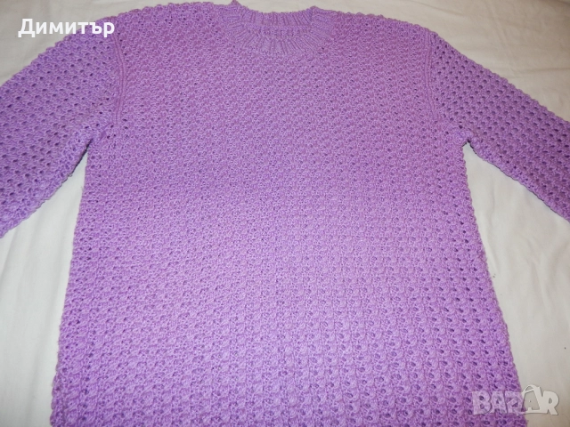 Лилава блуза ръчно плетиво, Л-ХЛ размер, снимка 5 - Блузи с дълъг ръкав и пуловери - 52038784