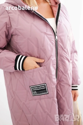 Дамско ватирано яке Plus Size с качулка и спортни маншети, 9цвята , снимка 5 - Якета - 51447954