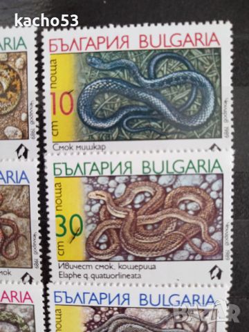 1989 г. Змии . България., снимка 3 - Филателия - 45381514