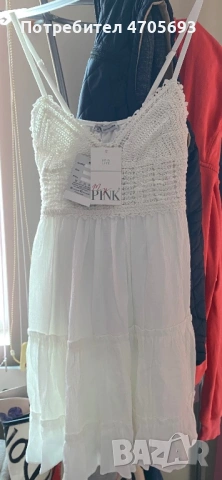 Бяла рокля с презрамки, снимка 4 - Рокли - 53139570
