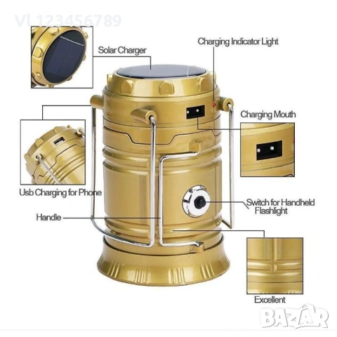 Преносим Соларен прожектор SH-5800T, снимка 4 - Къмпинг осветление - 53477457