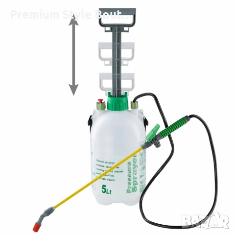 Ръчна градинска пръскачка под налягане 5L, 3 Bar – С регулируема дюза, предпазен клапан и презрамка, снимка 5 - Декорация за дома - 53836216
