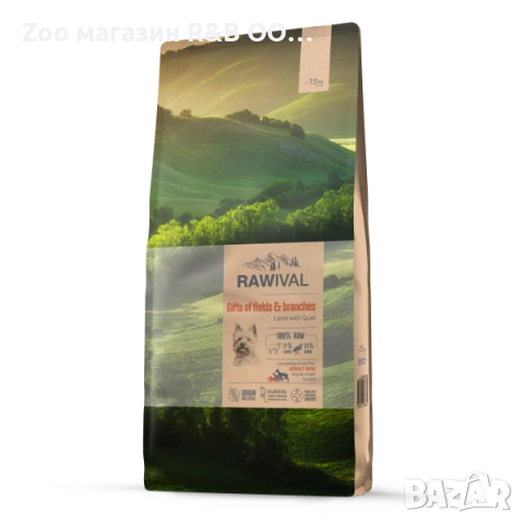 RAWIVAL  с агнешко и пъдпъдък, за възрастни кучета от средни и големи породи 10кг.