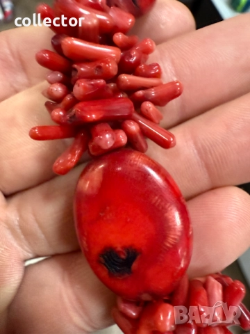 Гривна от естествен червен корал. №7469, снимка 9 - Гривни - 51998544