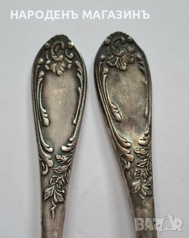 СССР - Сервиз руски посребрени лъжички чай кафе 7 броя мелхиор сребро Луксозни , снимка 12 - Други ценни предмети - 53964601