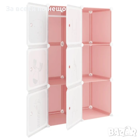 Детски кубичен шкаф за съхранение с 6 куба, розов Код P873, снимка 4 - Шкафове - 50993714