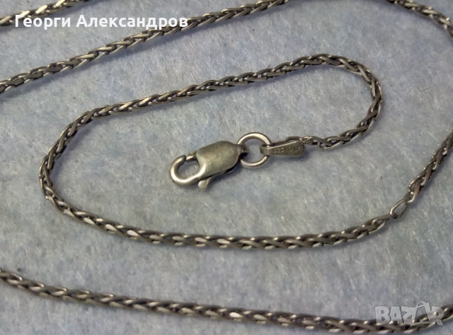 Фино СРЕБЪРНО КОЛИЕ / ВЕРИЖКА Сребро 925 ITALY S с БЯЛА ПОЗЛАТА Здрава Красива Винтидж - АРТ Плетка, снимка 6 - Колиета, медальони, синджири - 52776236