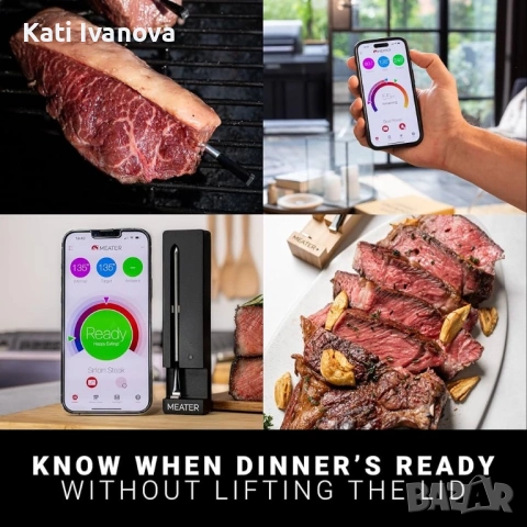 MEATER SE: Умен Bluetooth термометър за месо | Безжична сонда с голям обхват за фурна, грил, опушван, снимка 3 - Други - 53397104