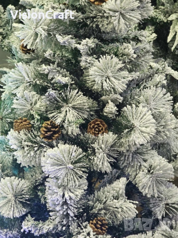 Изкуствено борче/елха със заскрежени иглички, снимка 4 - Изкуствени цветя - 44942958