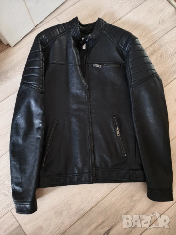 Мъжко кожено яке Jack and Jones, снимка 5 - Якета - 54099545