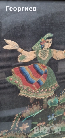 Стара картина с рамка, изтъкана от конци (гоблен), снимка 6 - Гоблени - 51990365