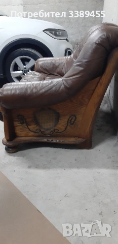 Двойка естествена кожа. , снимка 2 - Дивани и мека мебел - 53682132