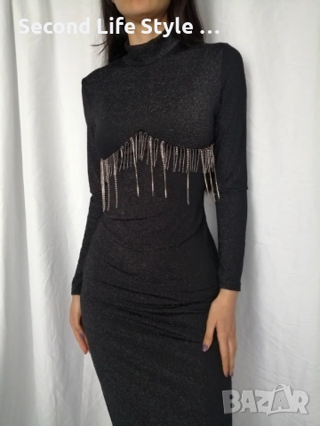 Дълга блестяща дамска рокля по тялото с кристали под бюста р-р M (EU 38)