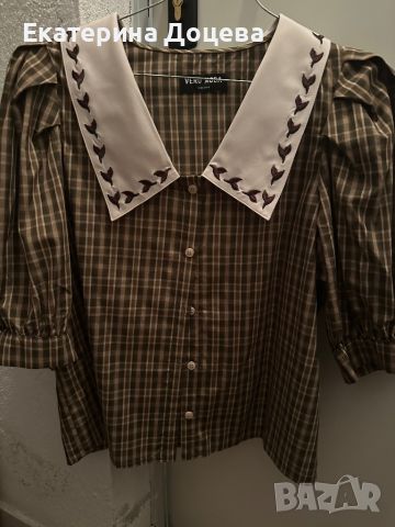 Риза каре с буфан ръкав, снимка 1 - Ризи - 45745249