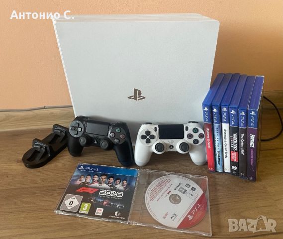 PS4 Pro + 2 контролера + 8 игри + зарядна станция, снимка 1 - PlayStation конзоли - 45695722