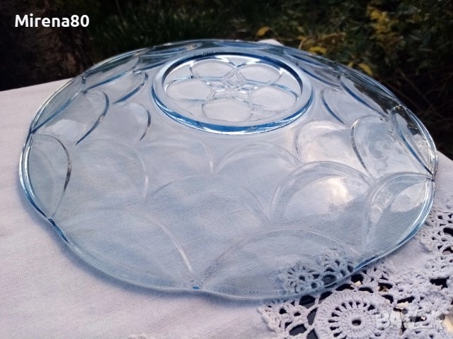 Ретро чиния синьо стъкло, снимка 3 - Чинии - 52280564