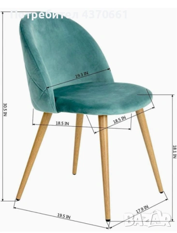 Комплект 2 стола, цвят тюркоаз, снимка 2 - Столове - 53141518