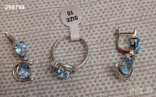 Сребърен комплект с Естествен Топаз, снимка 10 - Бижутерийни комплекти - 51945495