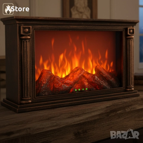 LED камина с ефект на тлеещи въглени – безопасна и стилна атмосфера у дома. Бяла/кафява, снимка 2 - Други - 52440136