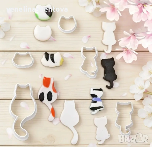 5 броя котета котки коте глава пластмасови резци резец тесто бисквитки фондан декорация торта смола 