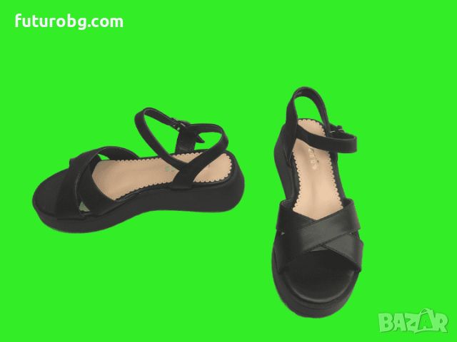 Дамски черни сандали с анатомична подметка на лека платформа, снимка 4 - Сандали - 46071183