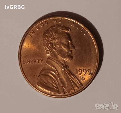 1 цент САЩ 1999 1 цент 1999 Американска монета Линкълн , снимка 1 - Нумизматика и бонистика - 44943504