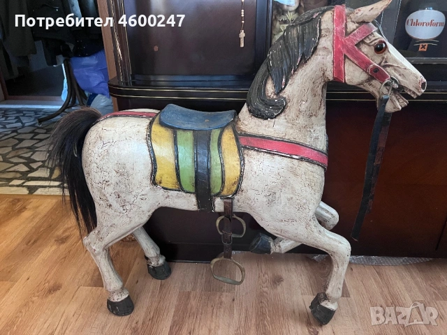 Античен дървен кон. Колекционерски предмет. Декорация, снимка 2 - Статуетки - 54230017
