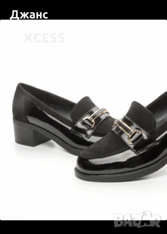 Дамски обувки с малък ток лачени с велур комбинация с естествен хастар, снимка 4 - Маратонки - 45071091