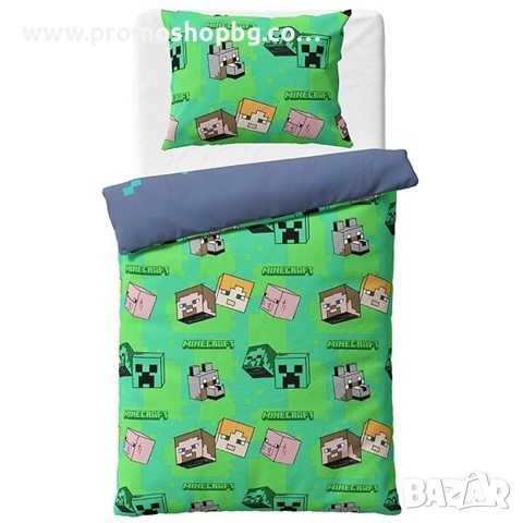 Спален комплект Minecraft/Майнкрафт, 100% памук, 2 части, 140x200 см., снимка 2 - Спално бельо - 50990261