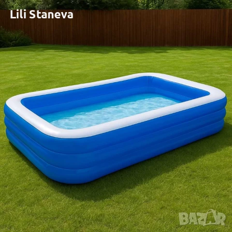 Голям, удебелен, надуваем басейн за дома – идеален за бебета, деца и възрастни. , снимка 1